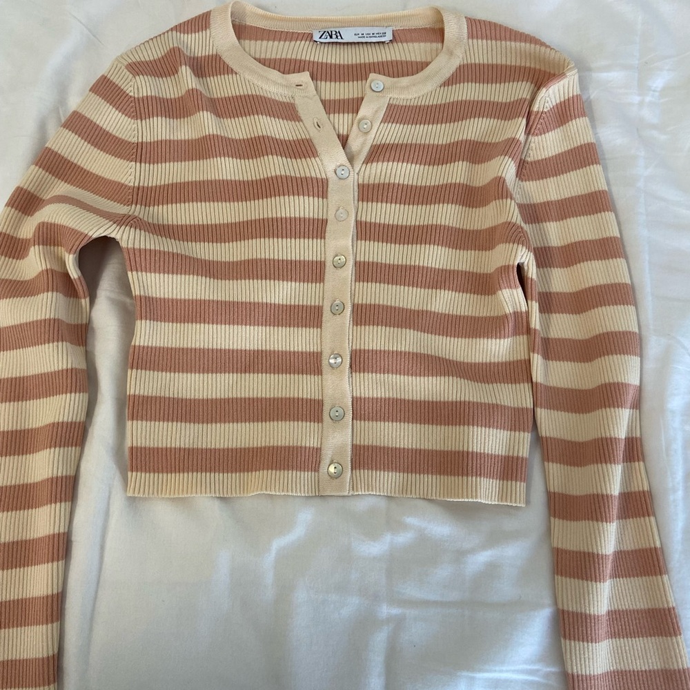 Zara stripped cropped cardigan